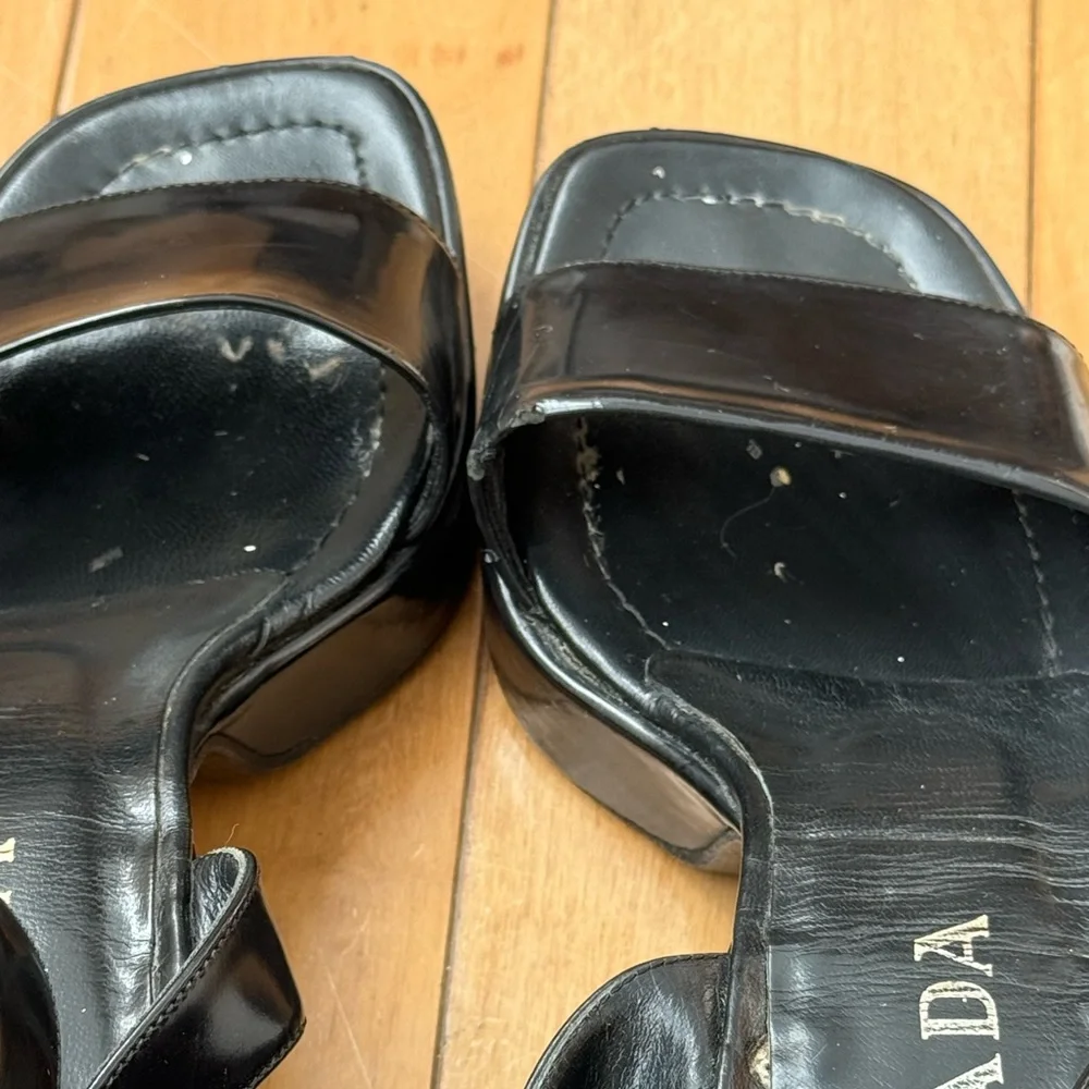 Prada Women's Glossy Black Sandals - Picture 7 of 8